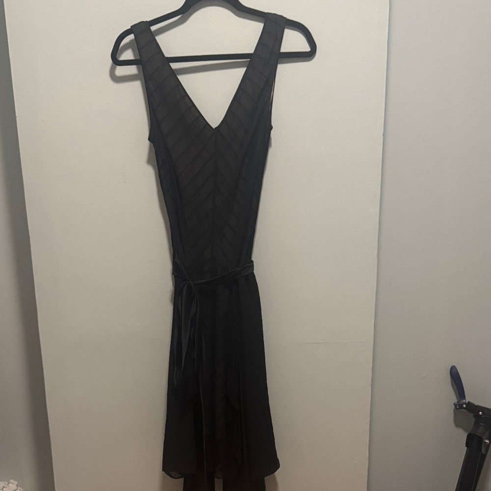 BCBGMaxAzria Black One-Shoulder V-Neck Dress